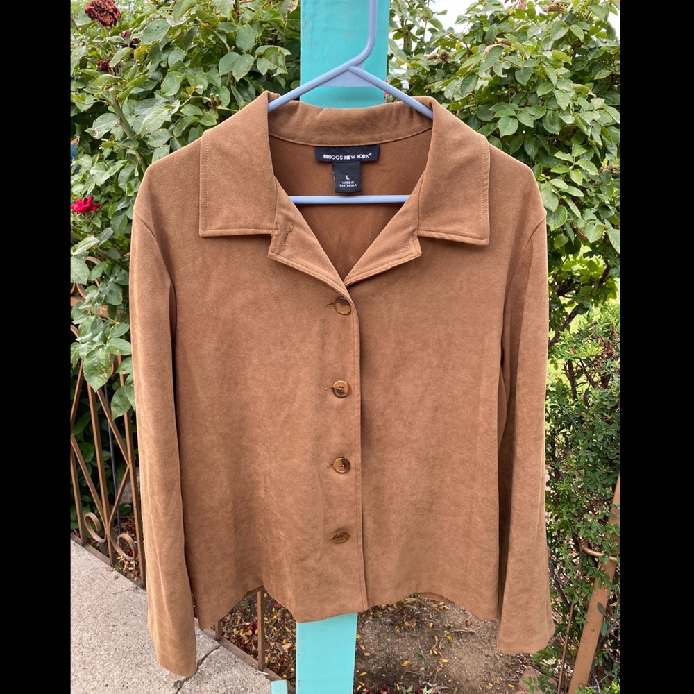 Briggs New York Camel Colored Faux Suede Shirt